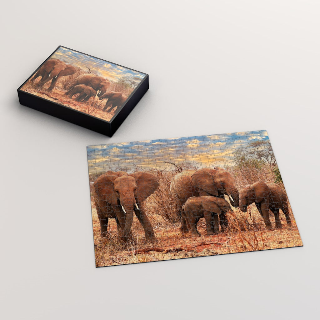 Elephant Family Premium Jigsaw Puzzle (96, 252, 500, 1000-Piece)